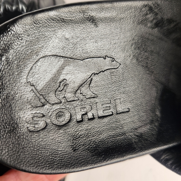 SOREL Women's Roaming Two Strap Sandal Size 8.5 Black Leather Slip On Shoe - Picture 6 of 11